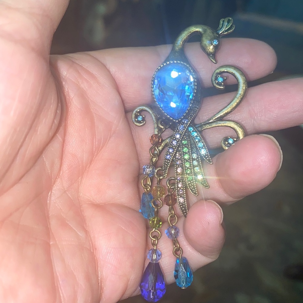 Beautiful Peacock Brooch (Night Stand)